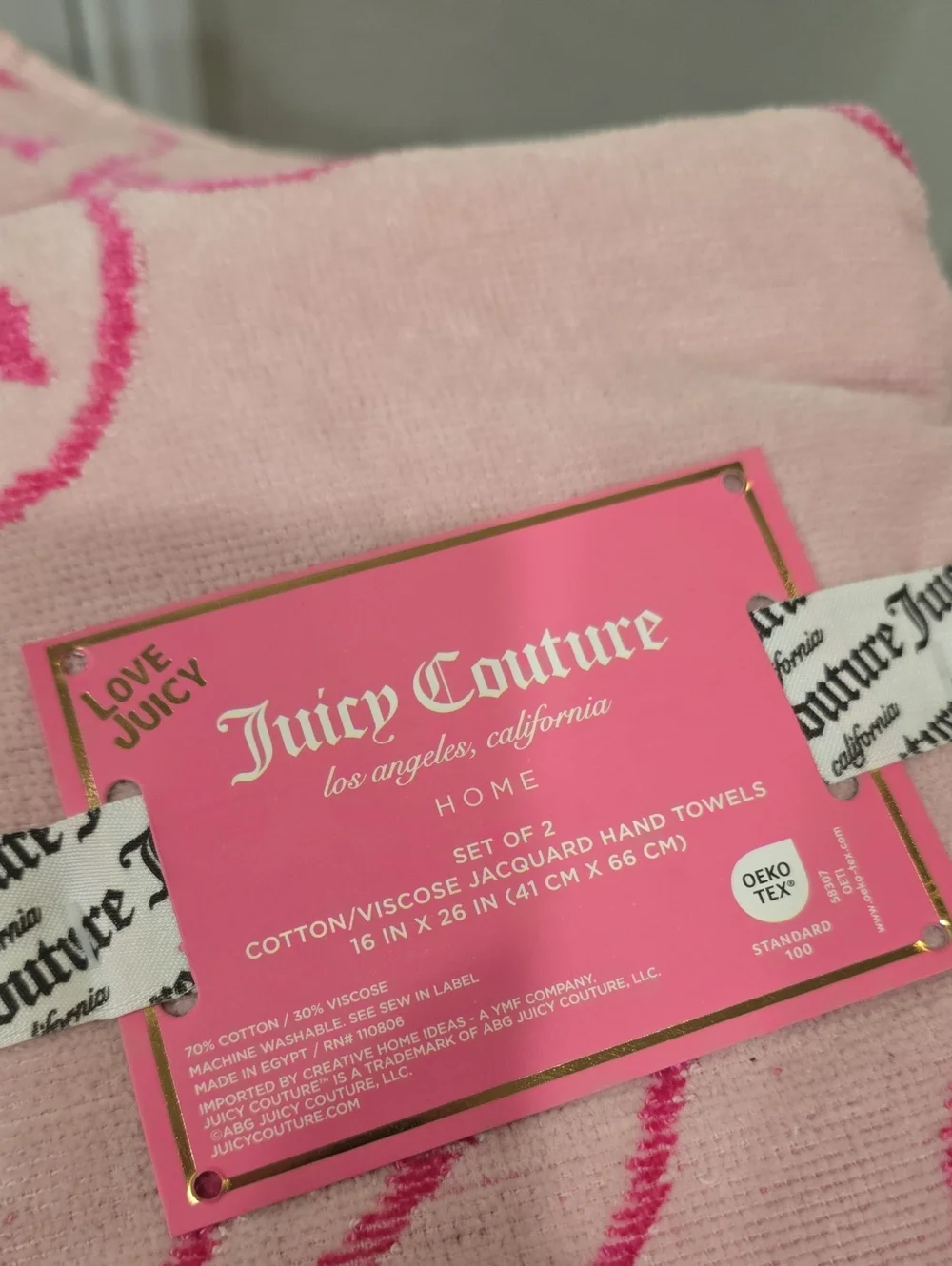 Juicy Couture Home JC Logo Cherries Plush Viscose Jacquard Bath Towel Set
